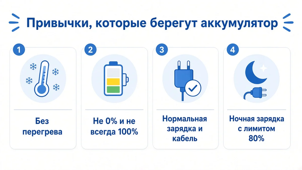 Инфографика: привычки, которые берегут аккумулятор смартфона