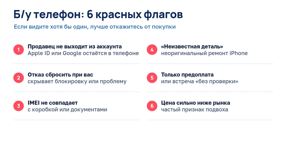 Схема: шесть признаков, что б/у телефон лучше не покупать