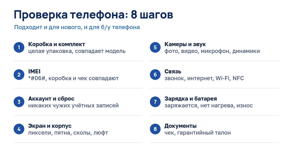 Чек-лист: проверка телефона при покупке за 8 шагов